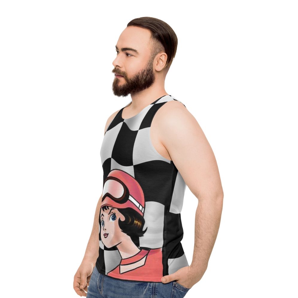 Speed Racer Checkered Flag Unisex Tank Top - men side