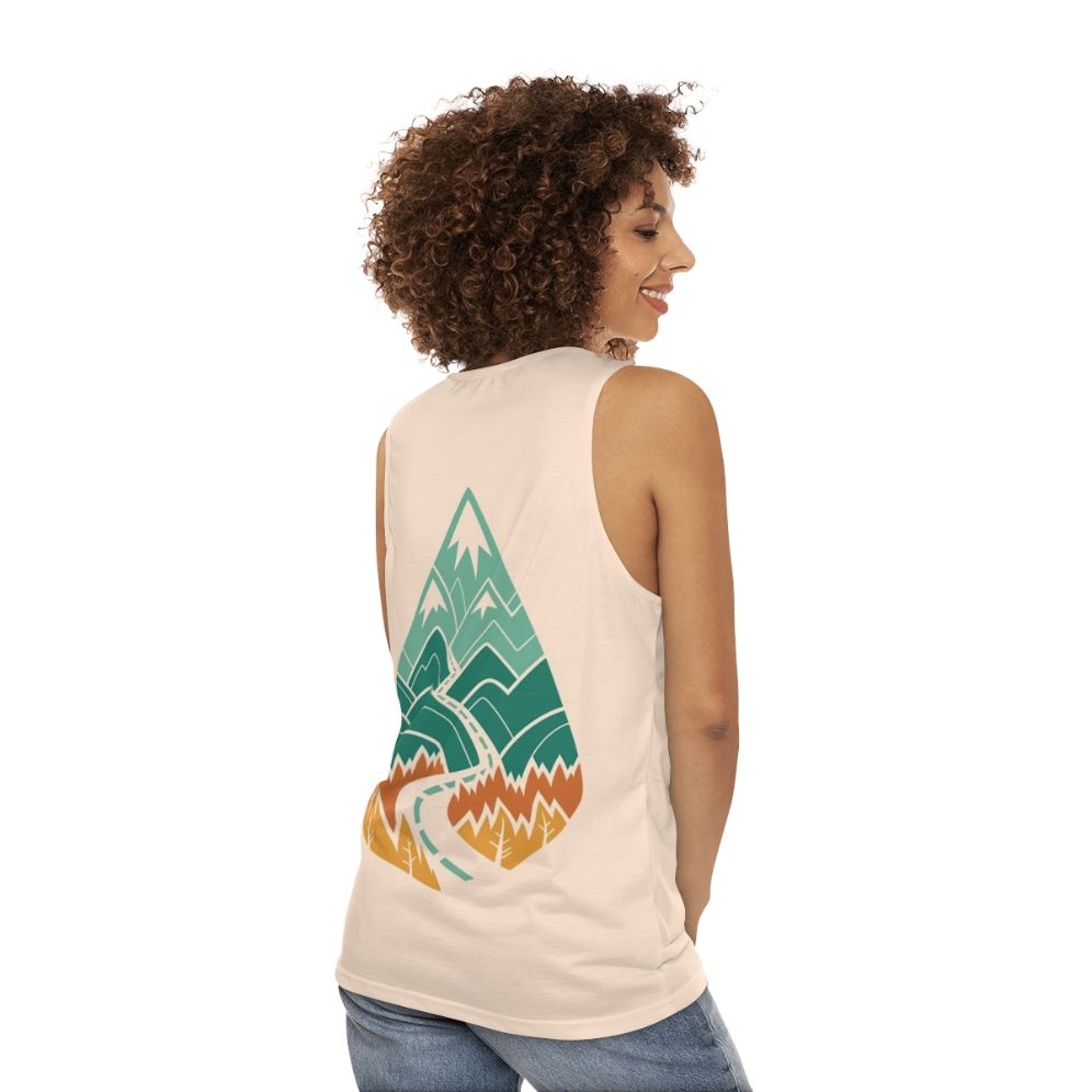 Unisex summer tank top with nature-inspired design - women back