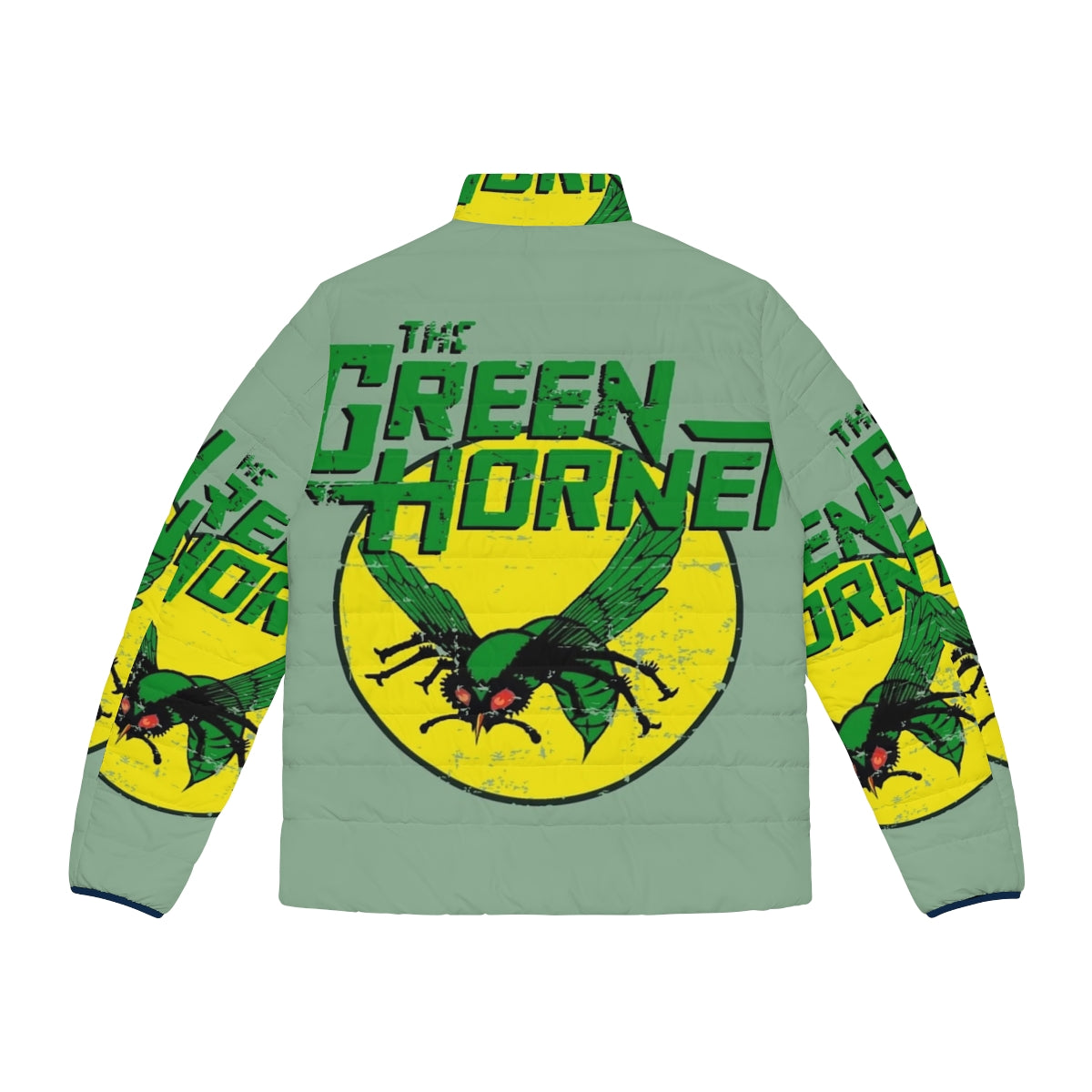 Green Hornet Puffer Jacket with vintage 1960s TV series design - Back