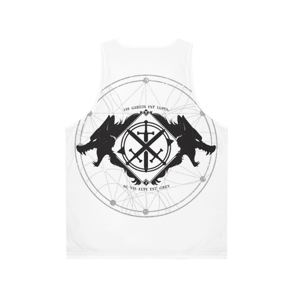 Unisex Tank Top with Minimalist Wolf Design for Destiny Fans - Back