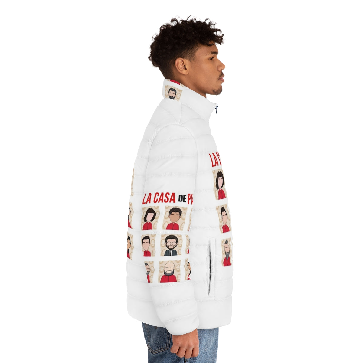 Money Heist Puffer Jacket with Cast Characters - men side right