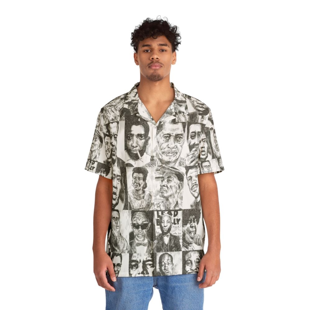 Vintage Hawaiian shirt with blues musicians portraits - People Front