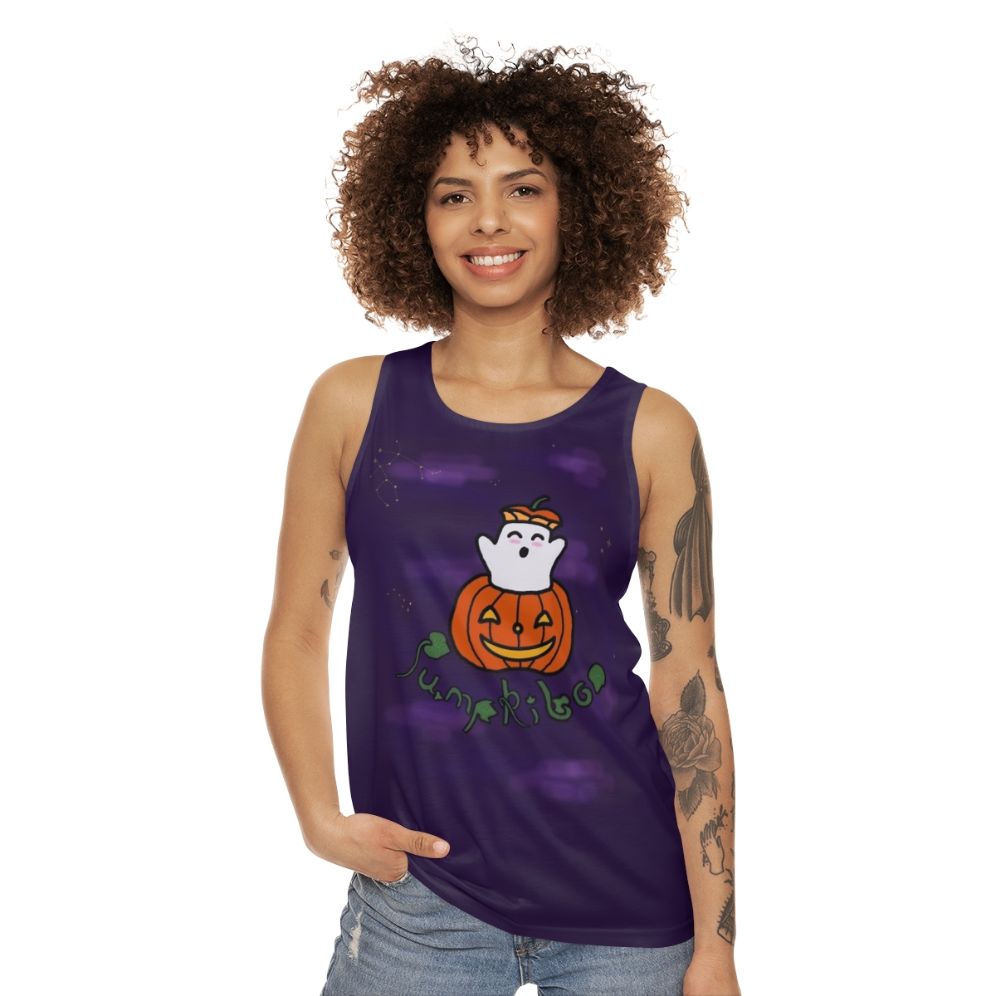 Pumpkin and ghost unisex tank top - women