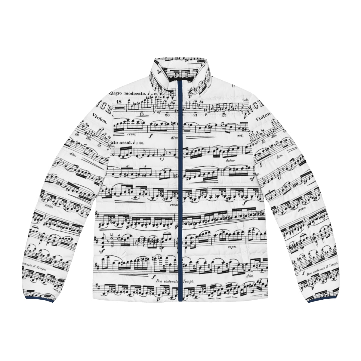 Puffer jacket featuring the Tchaikovsky Violin Concerto design