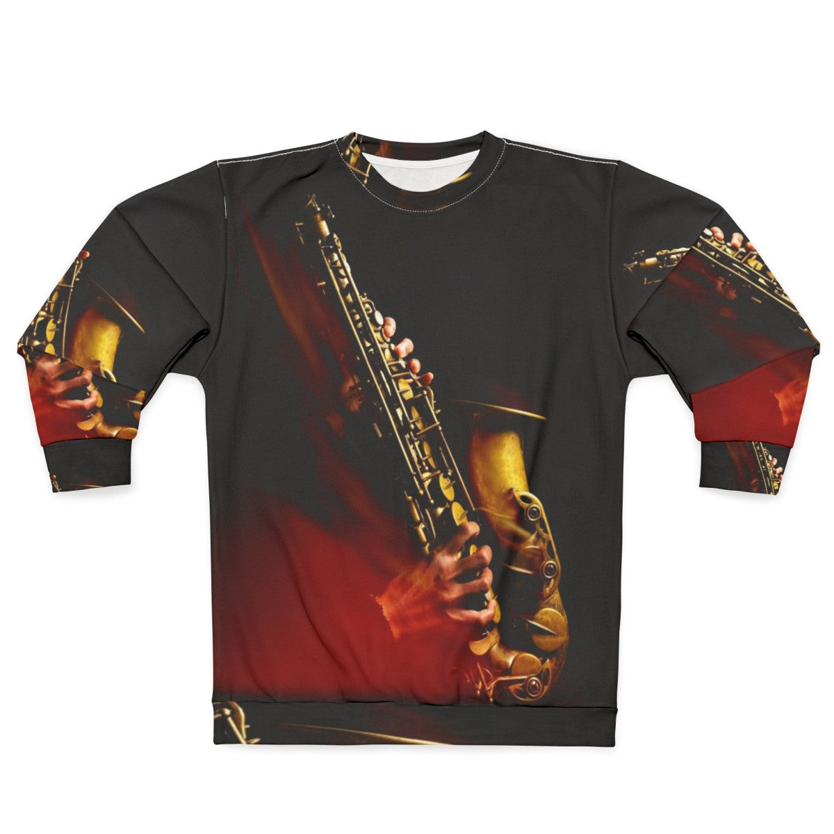 Saxophone Alto Sweatshirt with Flame Red Design