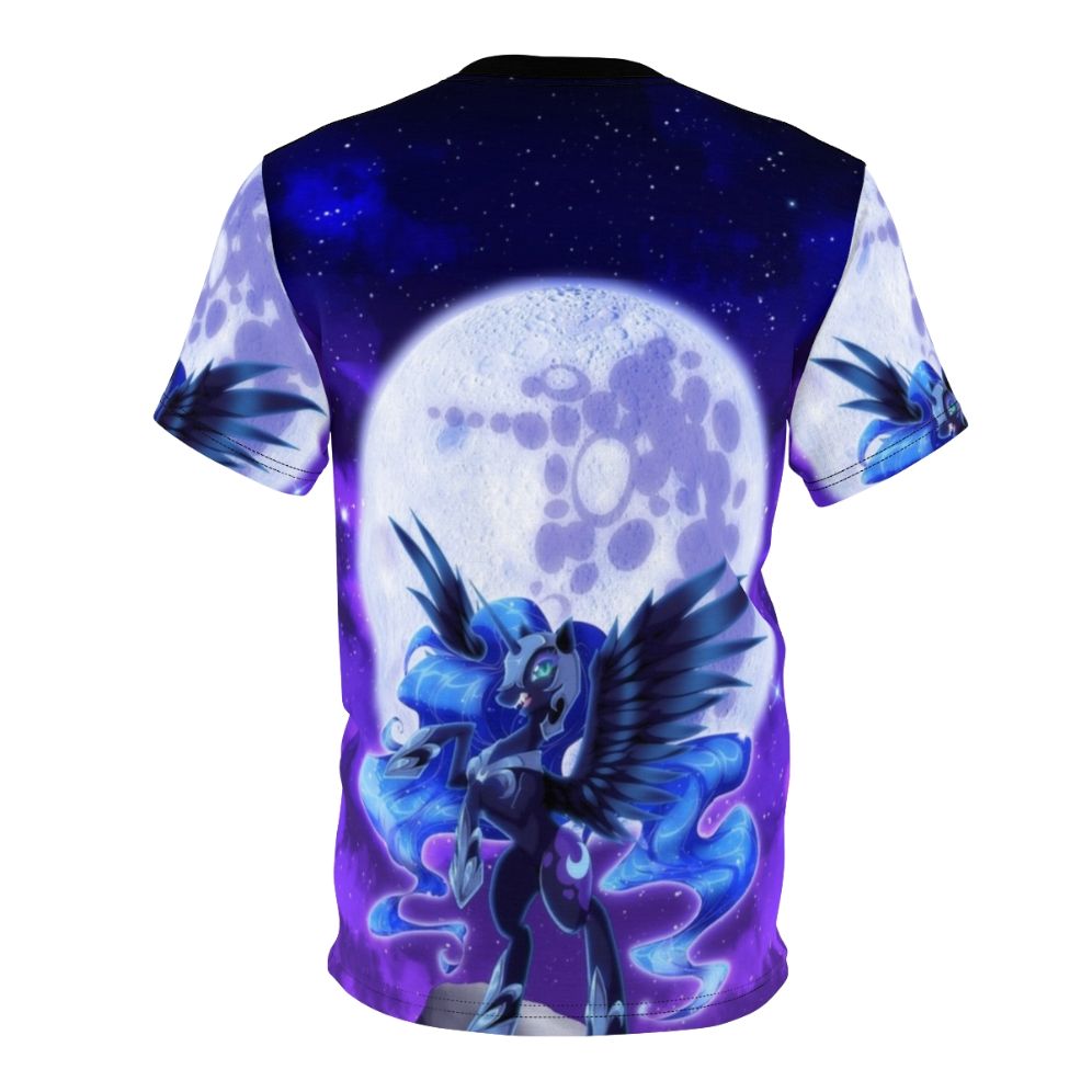 All over print t-shirt featuring a custom Nightmare Moon design, inspired by the My Little Pony franchise. - Back