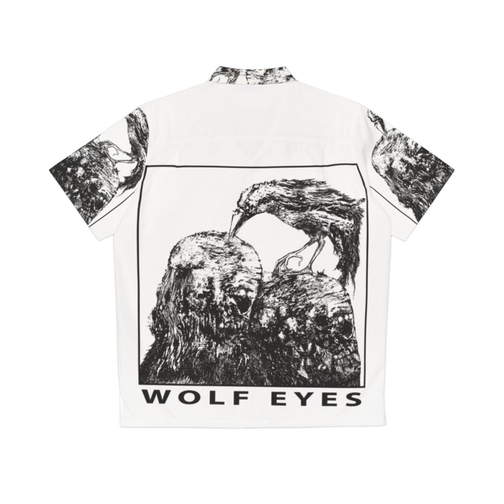 Haunting wolf eyes burned mind Hawaiian shirt - Back