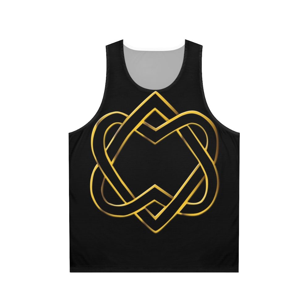 Unisex tank top with heart design and celtic knot art