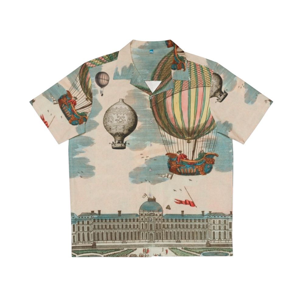 Vintage french hot air balloon hawaiian shirt with antique illustration