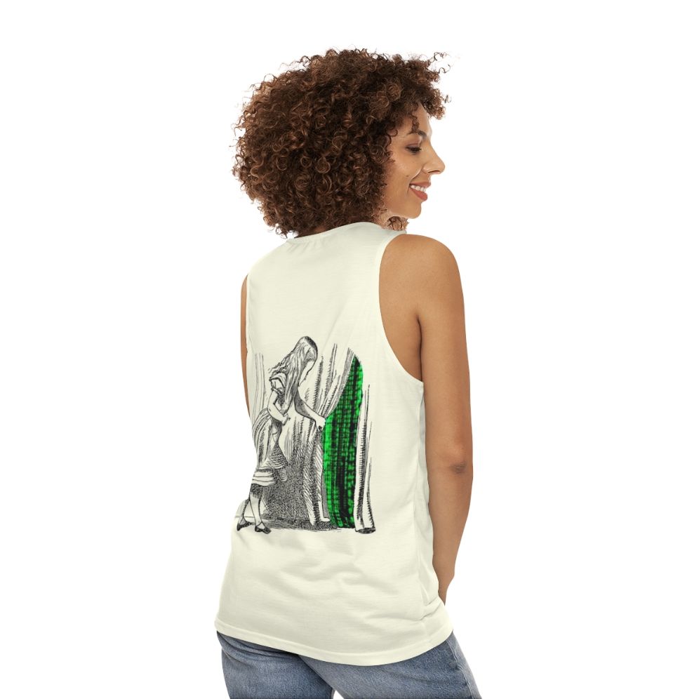 Follow the White Rabbit Matrix-Inspired Unisex Tank Top - women back