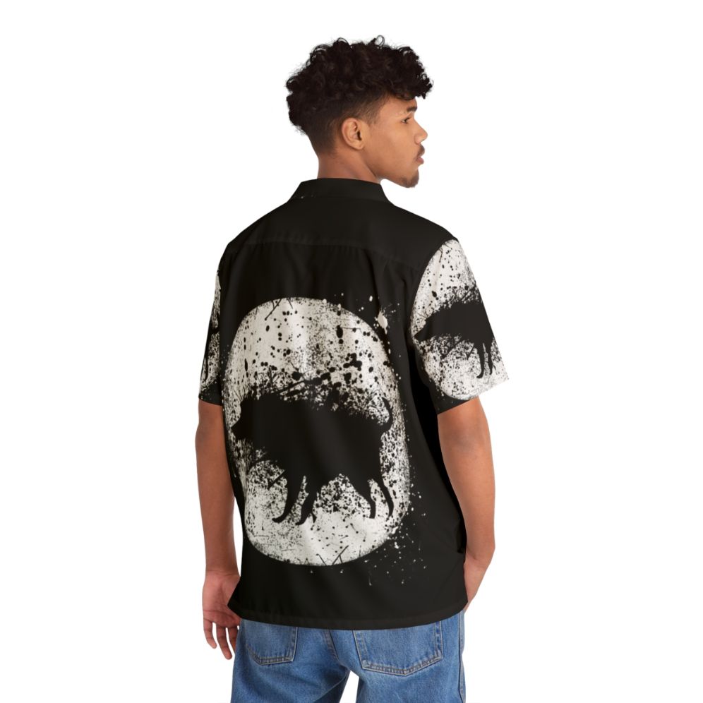 Banksy-inspired Hawaiian shirt with graffiti art design - People Back