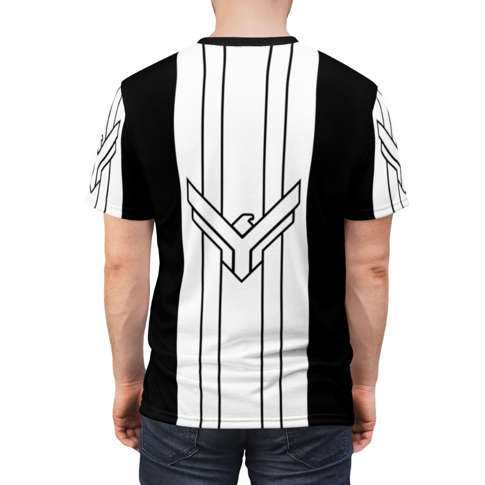 Dune-inspired House Atreides banner stripes white all-over print t-shirt - men back