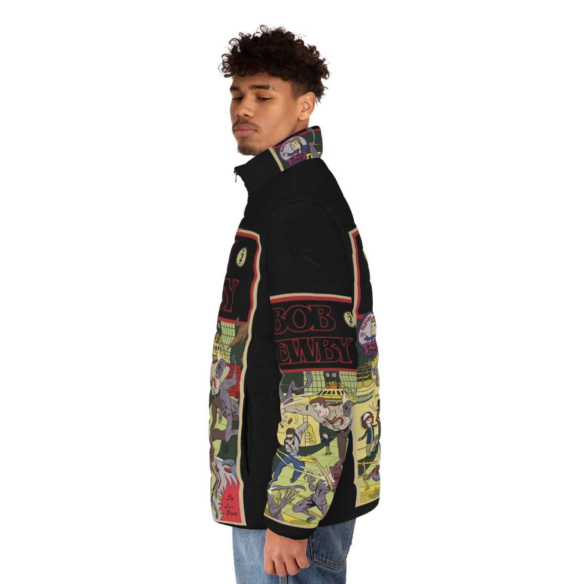 Bob Newby superhero vintage Stranger Things puffer jacket - men side left