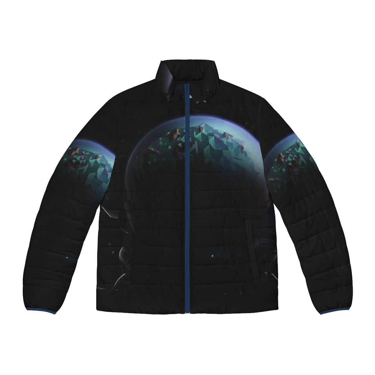 Astropical Strum Puffer Jacket featuring cosmic, celestial, and astronomy inspired outer space design