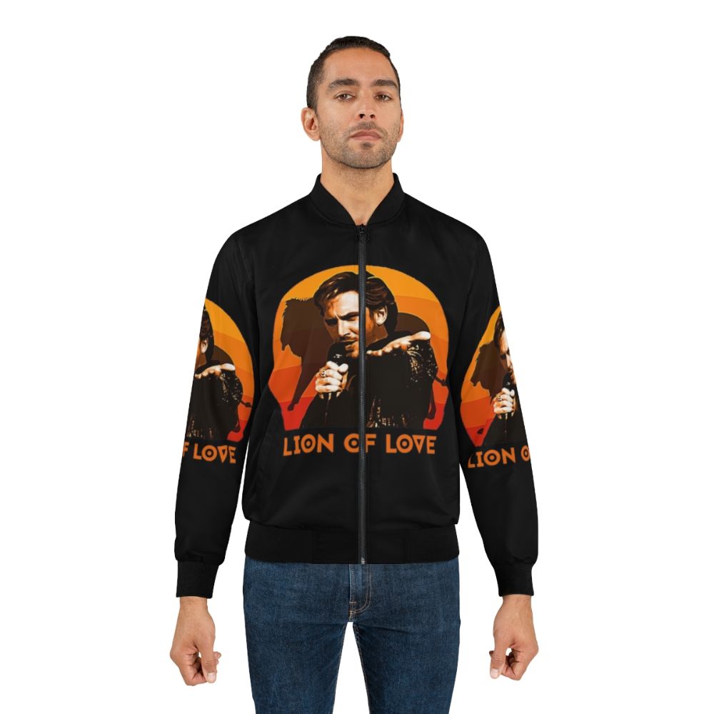 Eurovision Fire Saga Bomber Jacket with Lion of Love Design, featuring Dan Stevens and Will Ferrell characters - Lifestyle