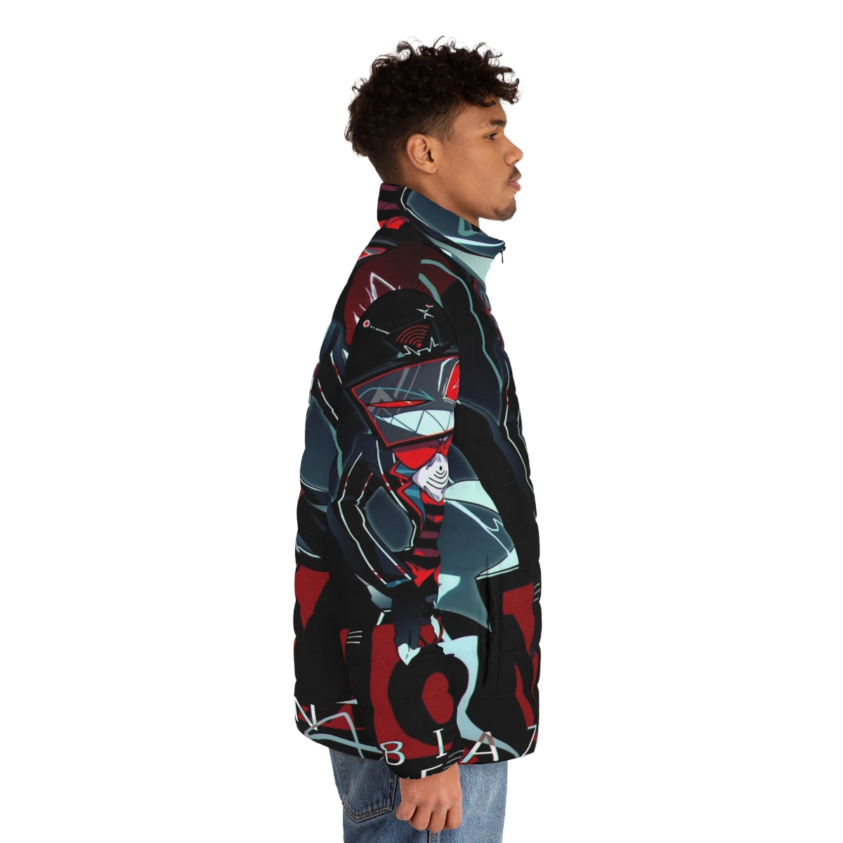 Hazbin Hotel Vox Puffer Jacket featuring the character Vox - men side right