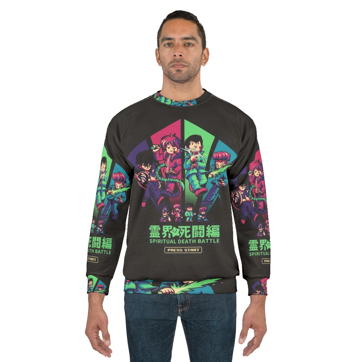 Spiritual Battle Anime Retro Gaming Sweatshirt - men