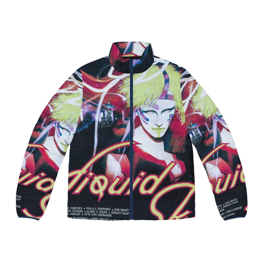 Liquid Sky Movie Puffer Jacket featuring vibrant colors and surreal design