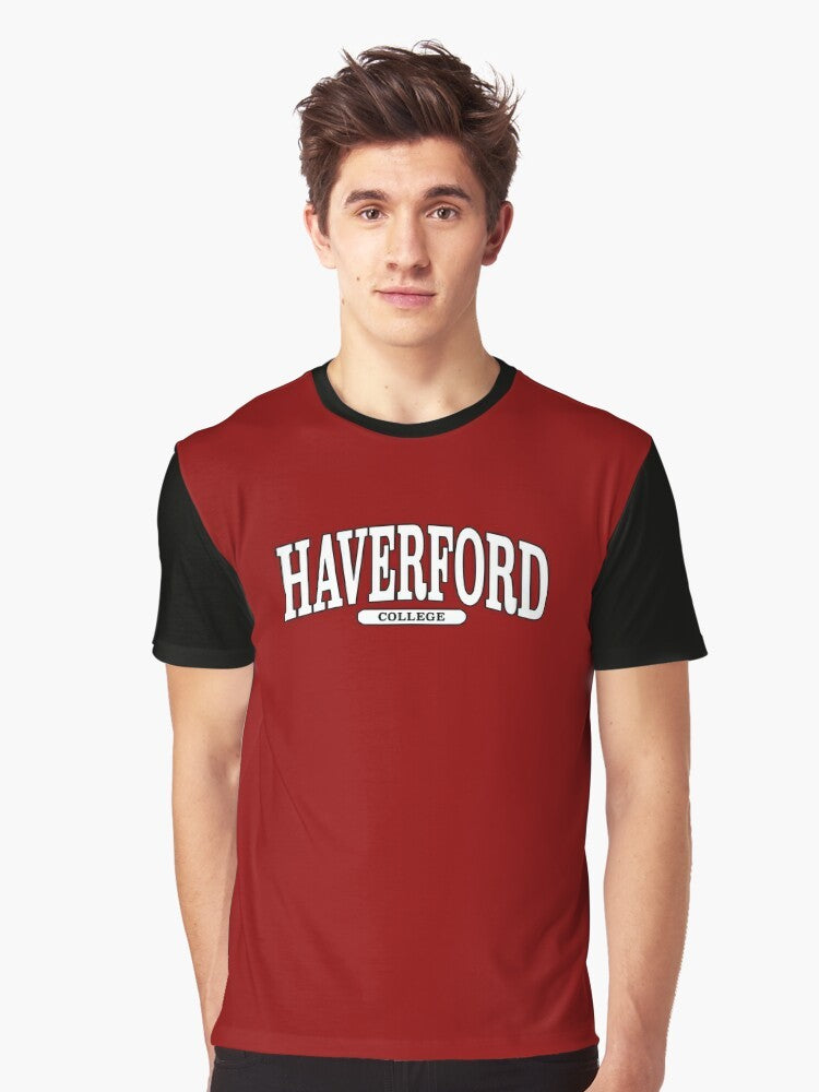 Haverford College Graphic T-Shirt featuring a curved serif font logo design - Men