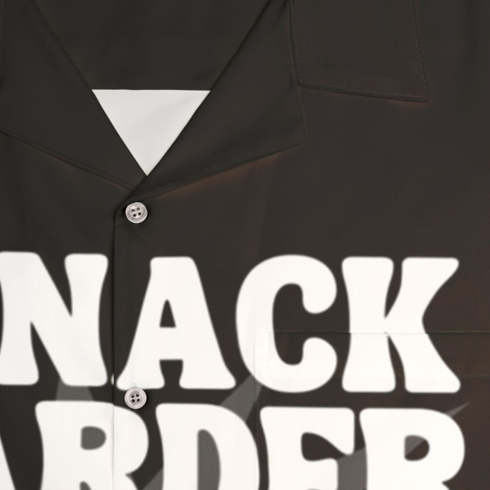 Humorous "I Snack Harder Than Your Team Plays" Hawaiian shirt design - Detail