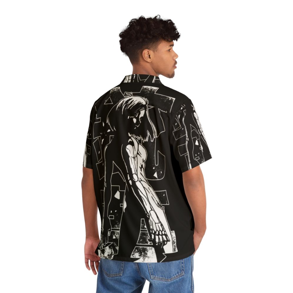 Alita Battle Angel inspired cyberpunk Hawaiian shirt - Flat lay