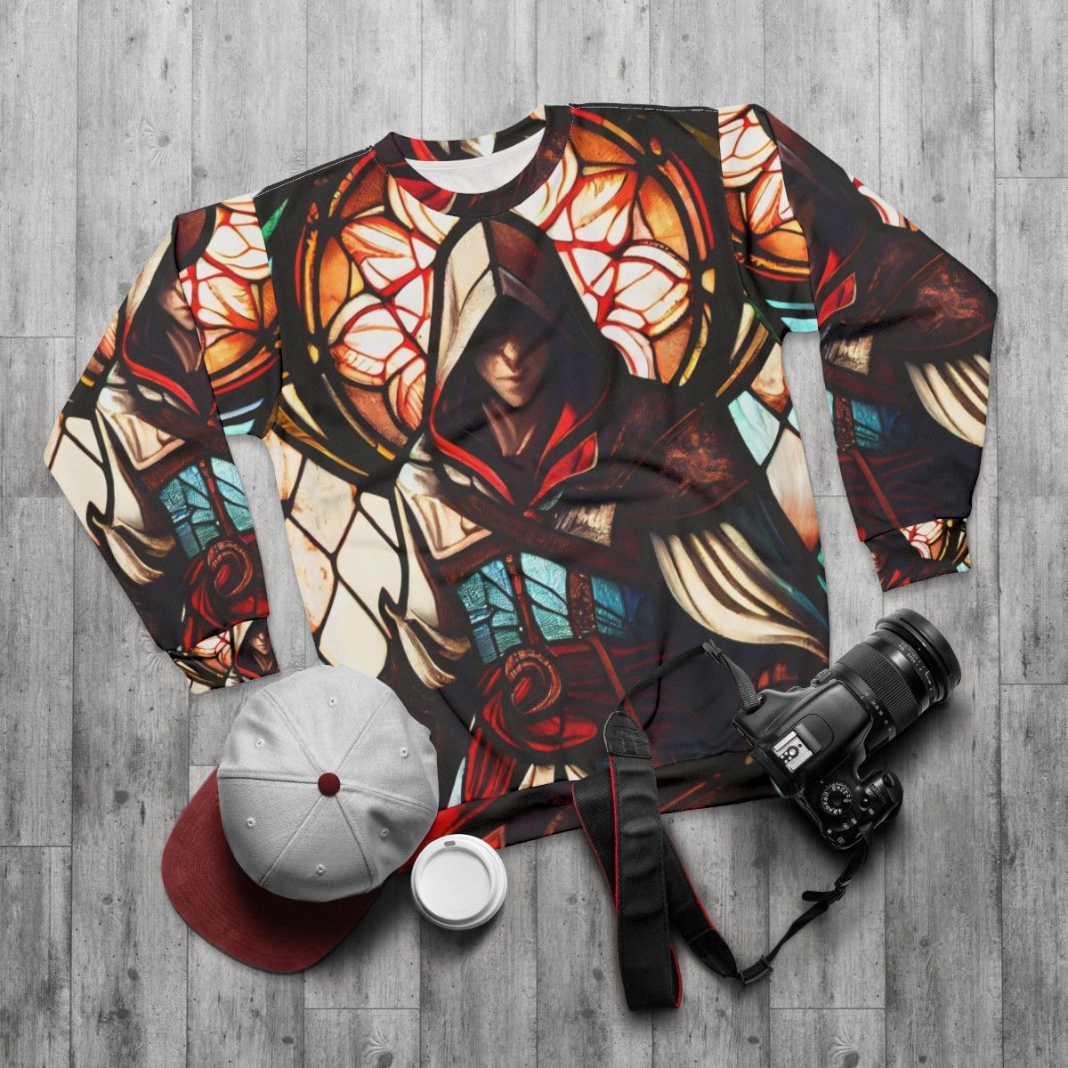 Assassin's Creed Stained Glass Sweatshirt - flat lay