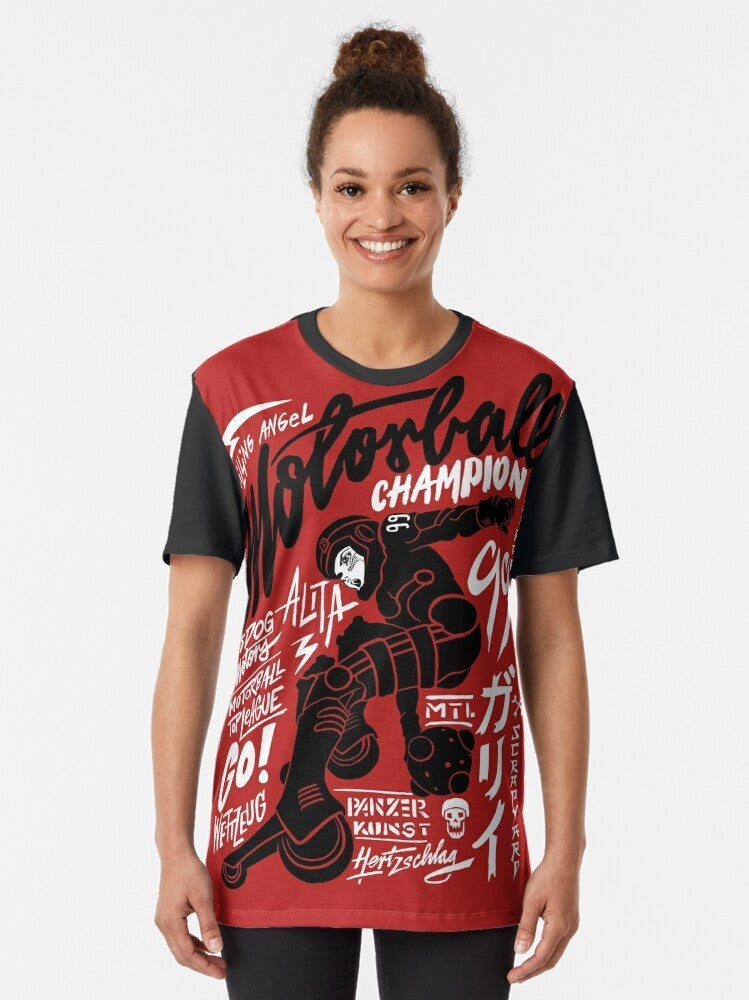 Motorball Alita Graphic T-Shirt featuring the character Alita from the Battle Angel Alita manga and anime series - Women