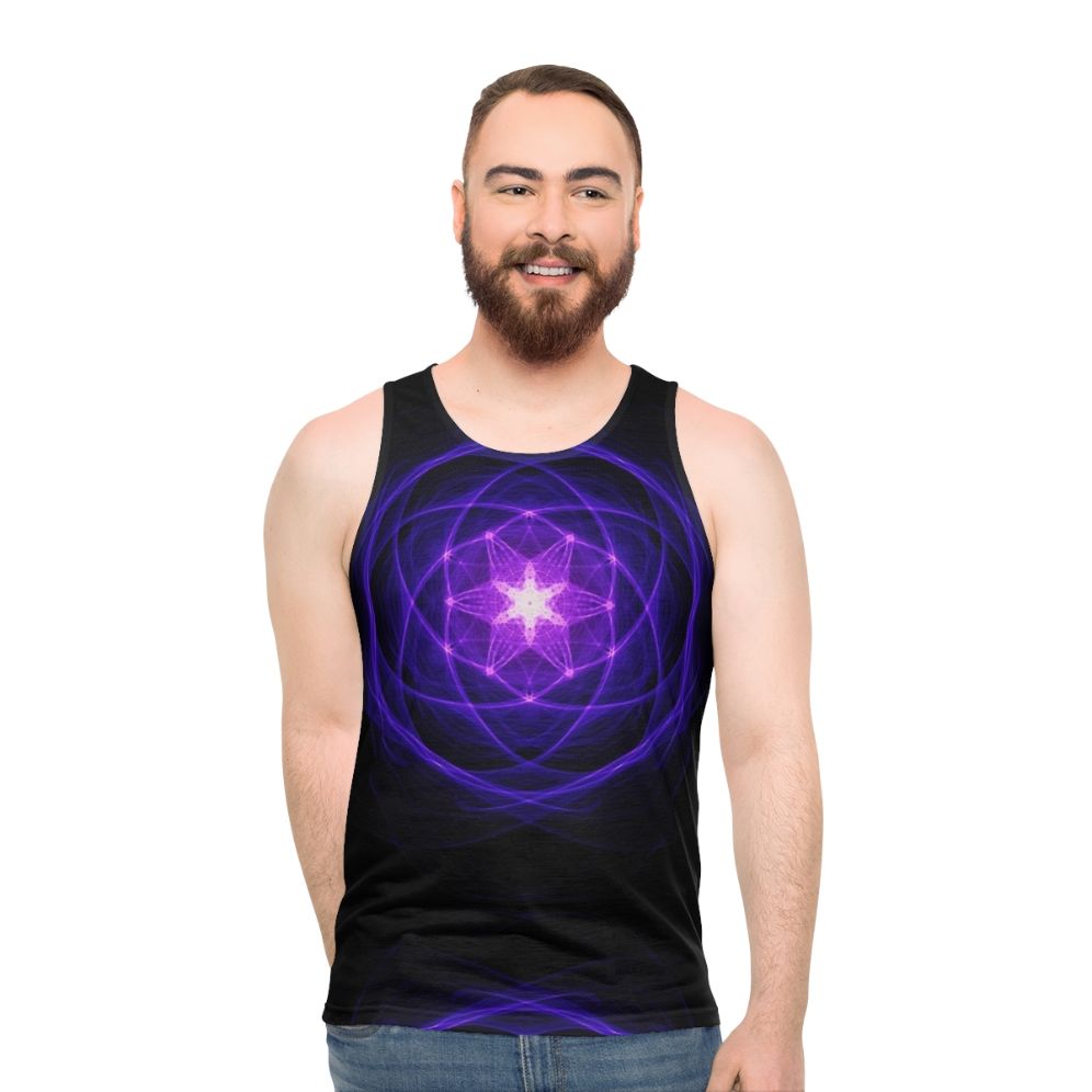 Unisex tank top with sacred geometry and energetic design - men