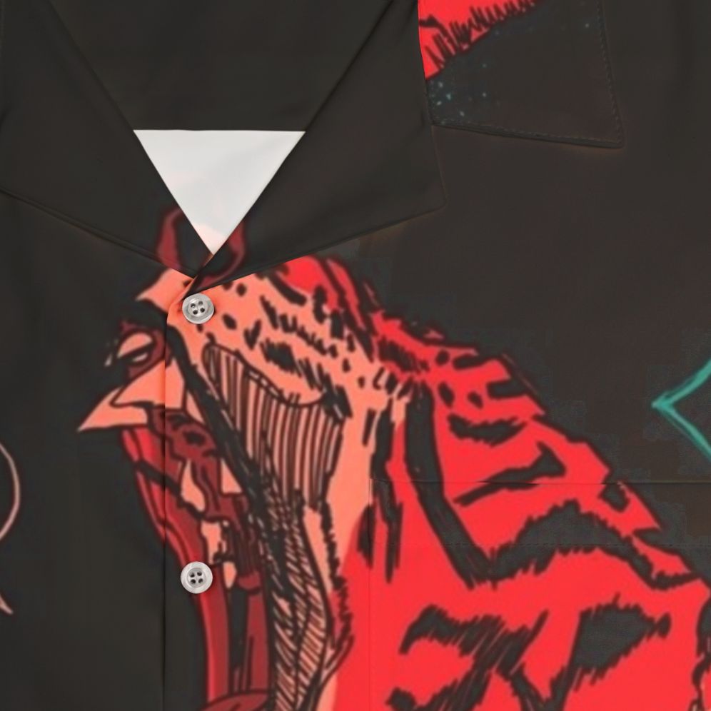 Tiger and girl fantasy design on Hawaiian shirt - Detail