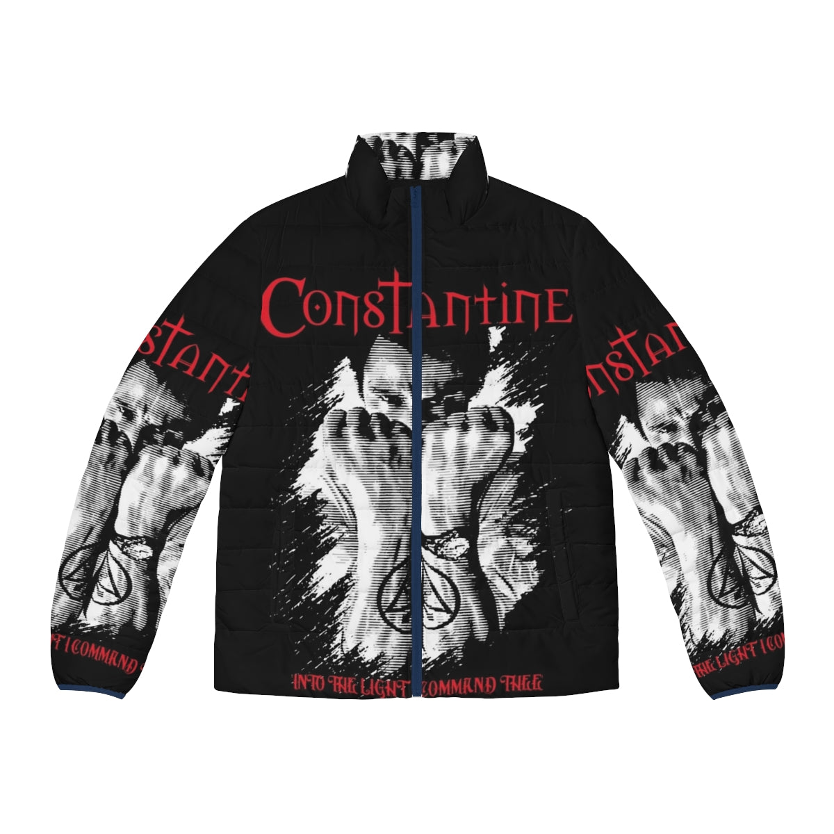 J Constantine Puffer Jacket - Featuring Horror, Comic, and Gothic Inspired Designs