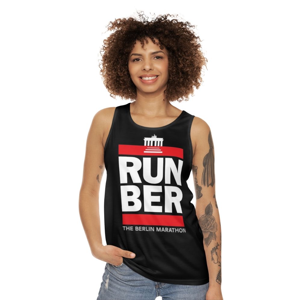 Germany marathon runner wearing a Berlin marathon tank top - women