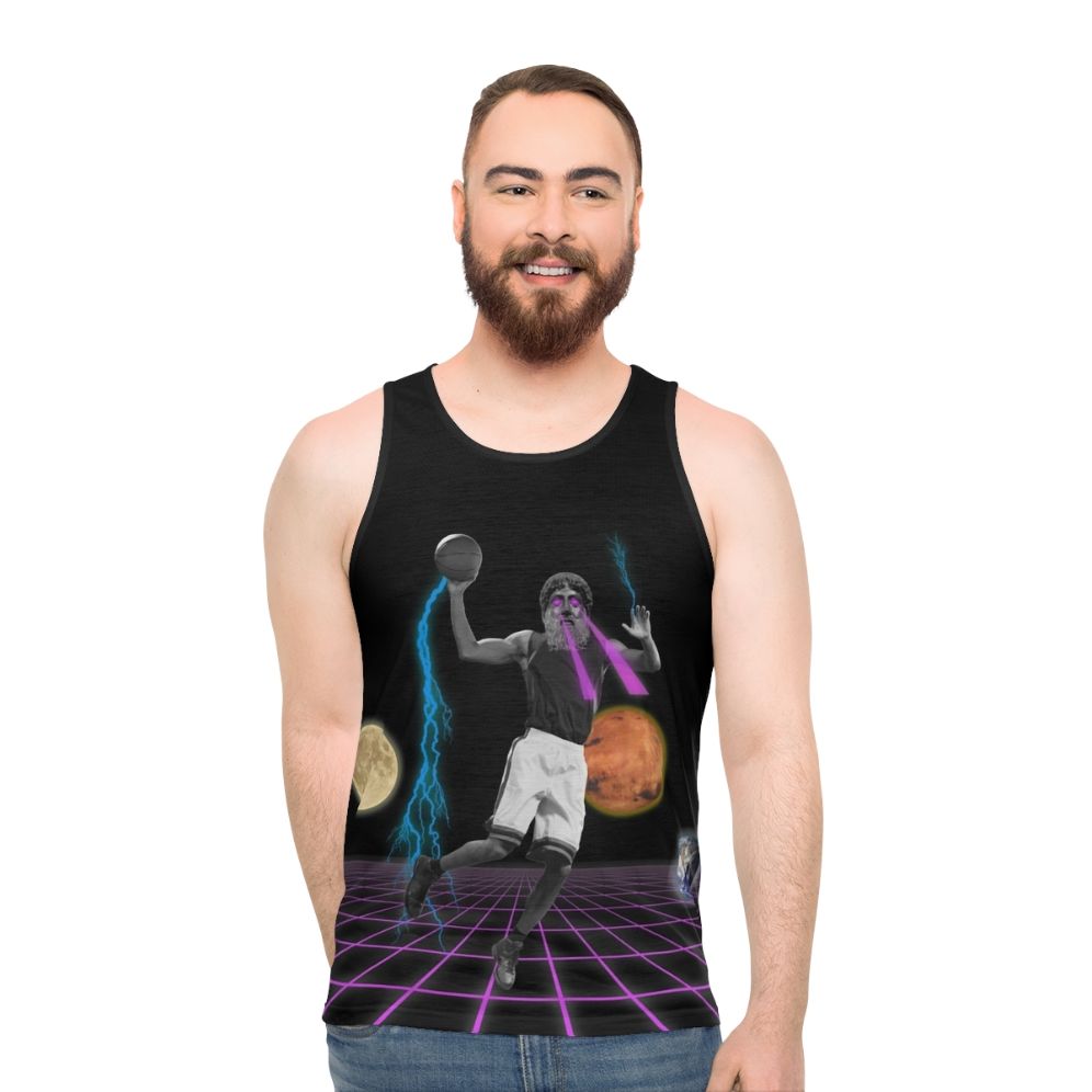 Retro vaporwave basketball unisex tank top - men