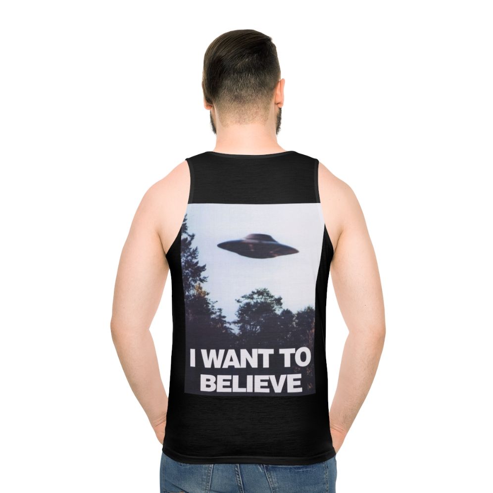 Unisex "I Want to Believe" X-Files Themed Tank Top - men back