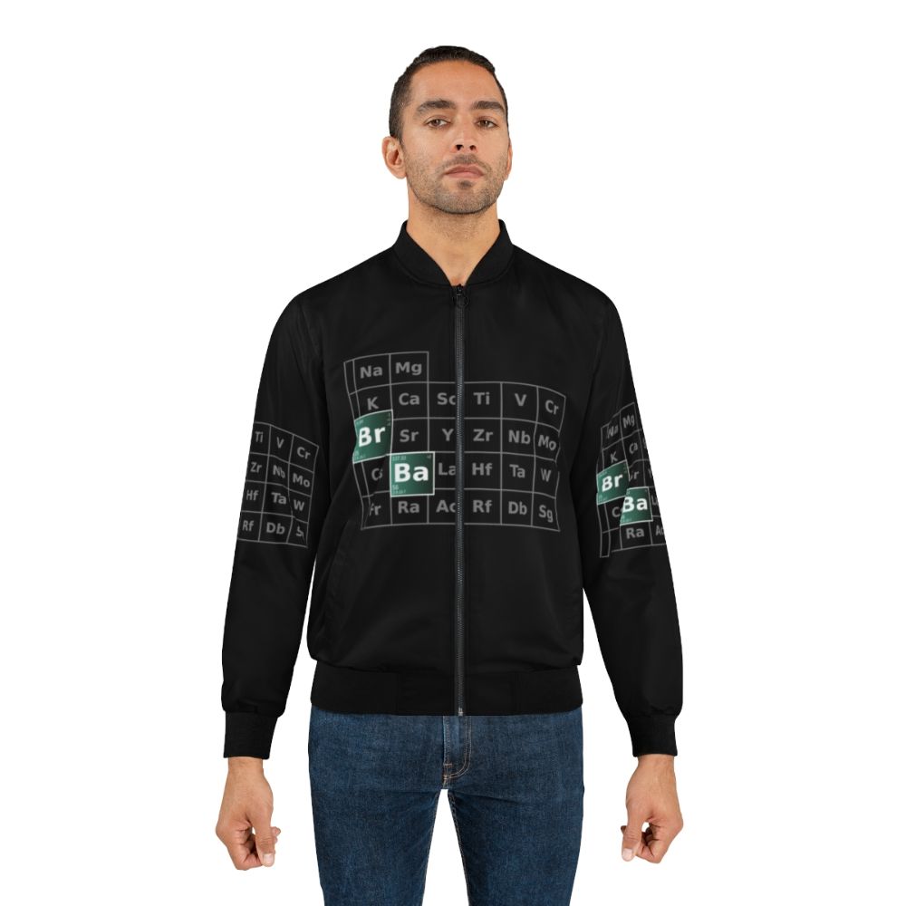 Breaking Bad Periodic Table Bomber Jacket featuring the iconic chemistry symbols and characters from the TV series - Lifestyle