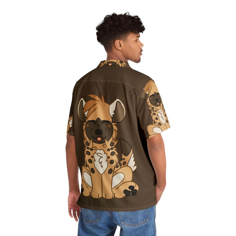 Cute Chibi Hyena Hawaiian Shirt with Colorful Animal Print Design - People Back