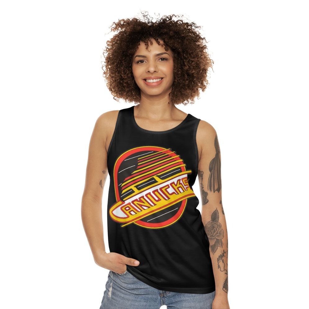 Retro Vancouver Canucks hockey jersey unisex tank top - women