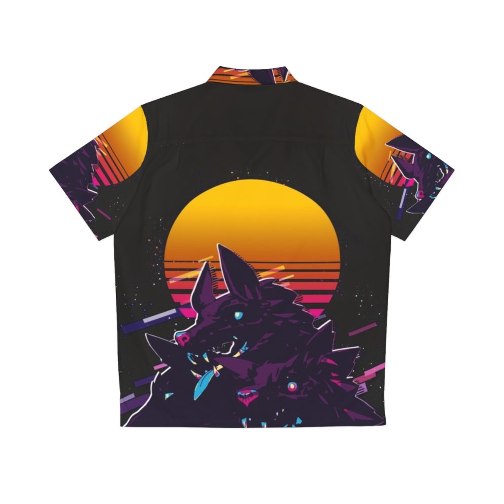 Cerberus Hades 80s Retro Hawaiian Shirt with Neon Tropical Print - Back