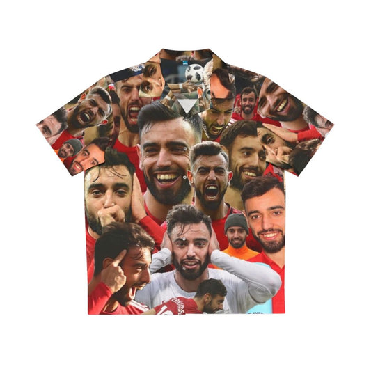 Bruno Fernandes wearing a tropical-themed Hawaiian shirt