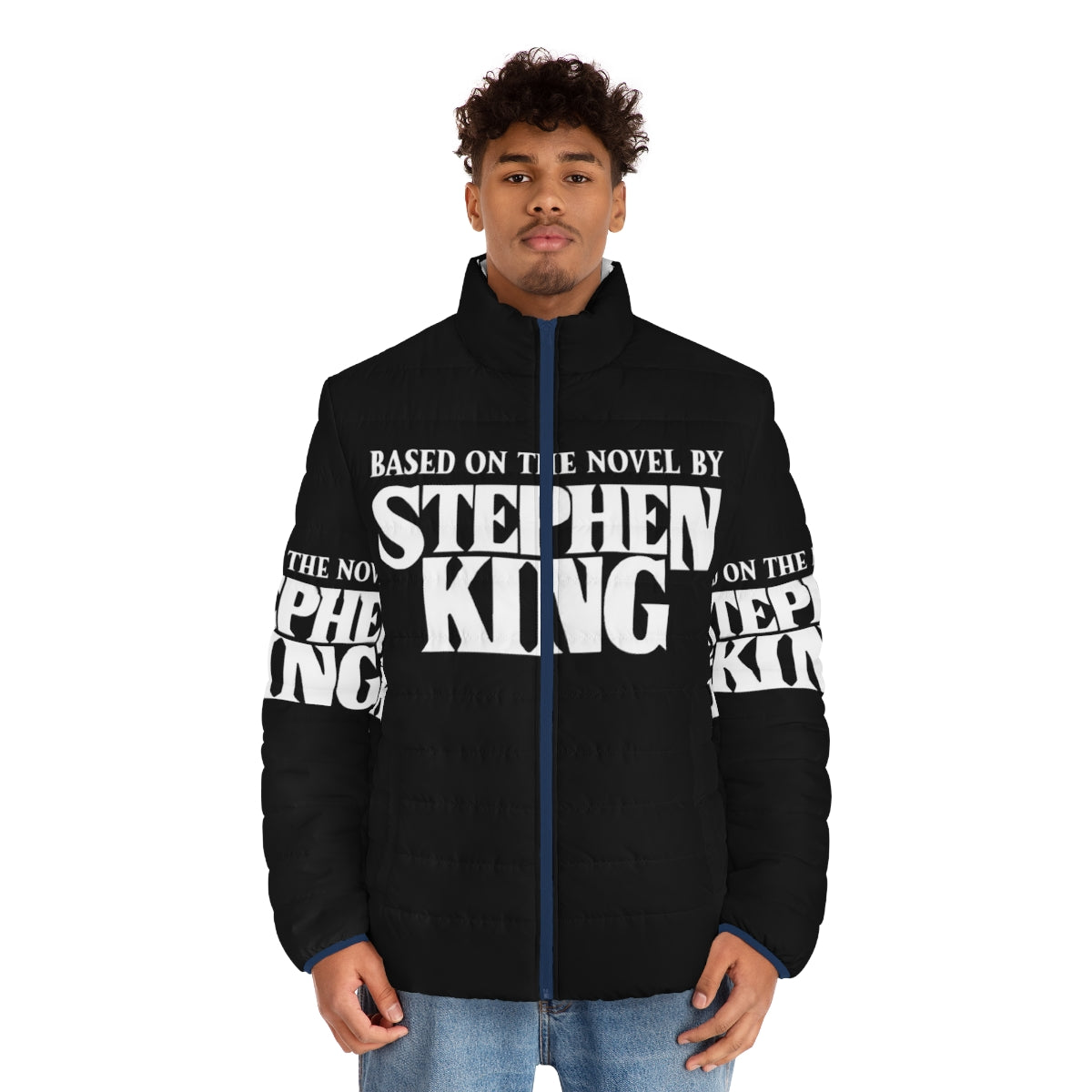 White puffer jacket inspired by the works of Stephen King - men front