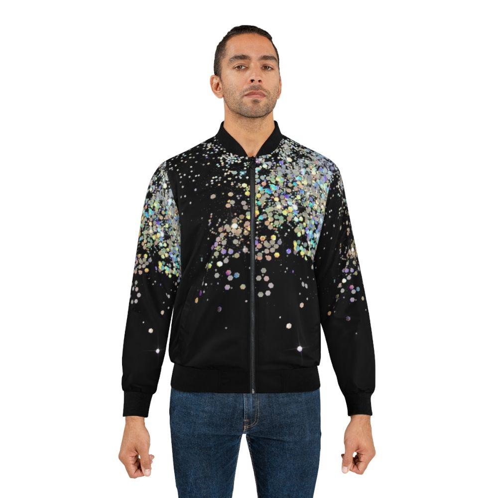 A black bomber jacket with holographic and sparkly accents - Lifestyle