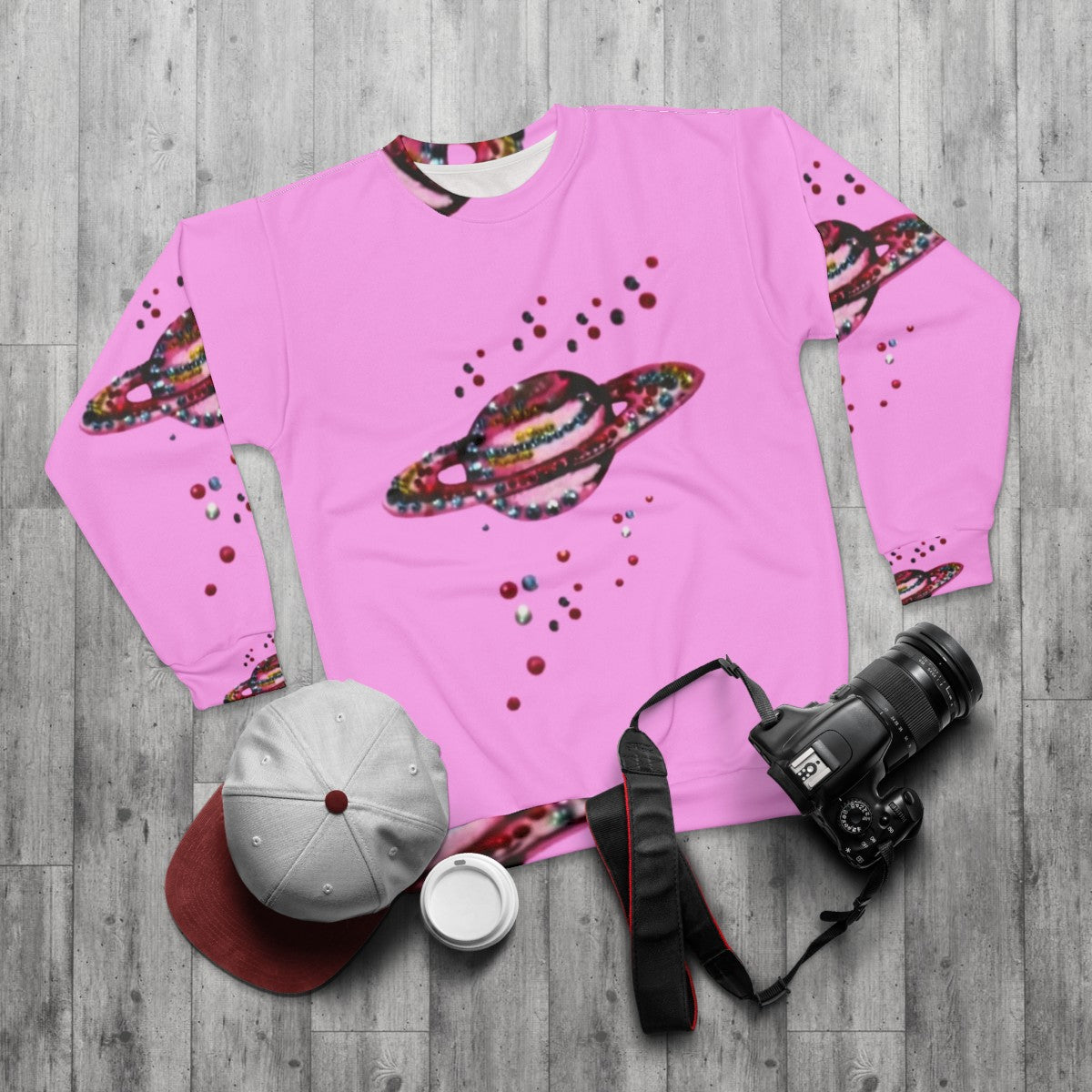 Harry Styles Planet Saturn Sweatshirt - flat lay