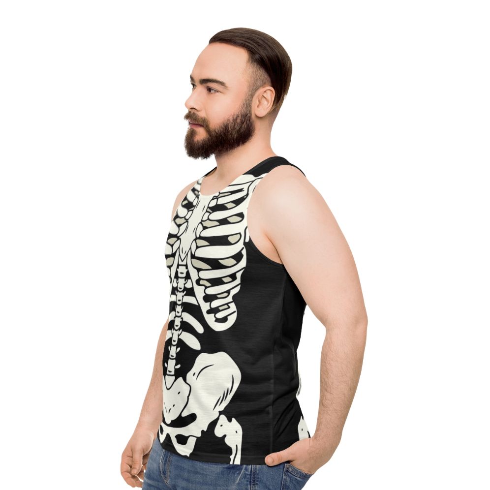 Unisex punk skeleton tank top with ribcage design - men side