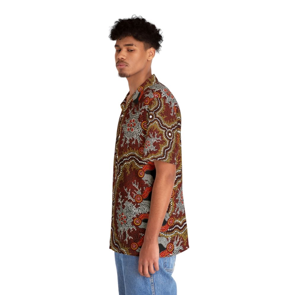 Authentic Aboriginal Art Inspired Hawaiian Shirt - People Left