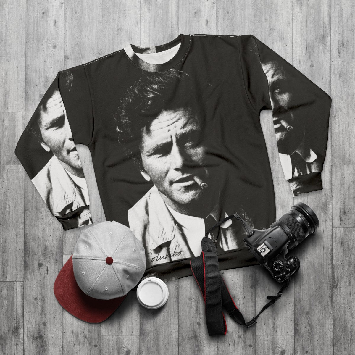 Columbo Portrait Sweatshirt featuring Peter Falk - flat lay