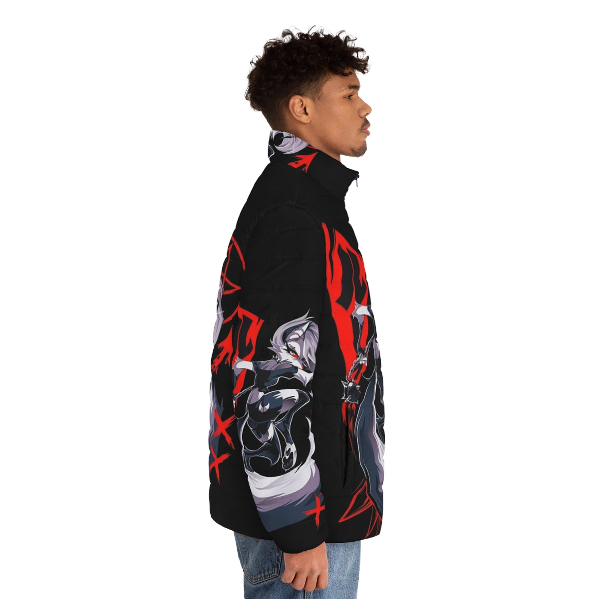 Loona Helluva Boss character puffer jacket with anime-inspired design - men side right