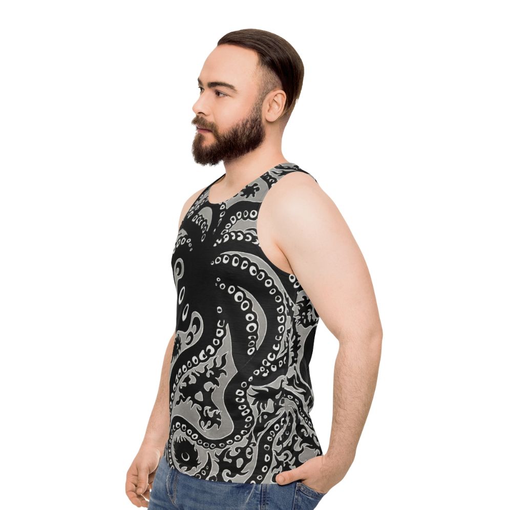 Unisex tank top featuring a Minoan-style octopus design - men side