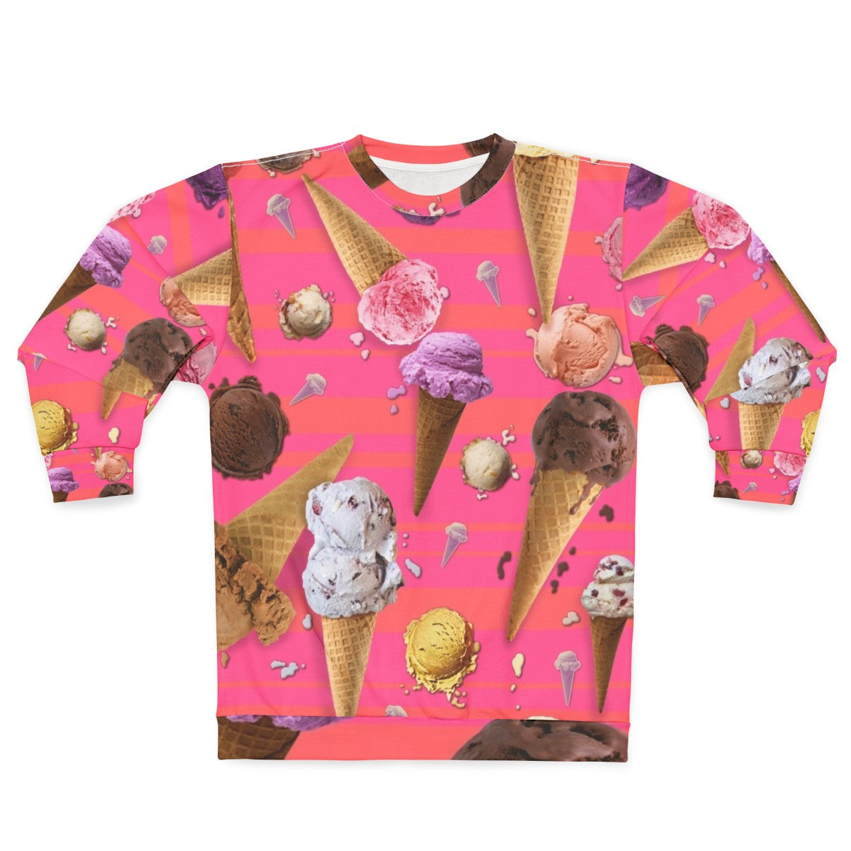 Ice cream inspired sweatshirt with fun, colorful graphics