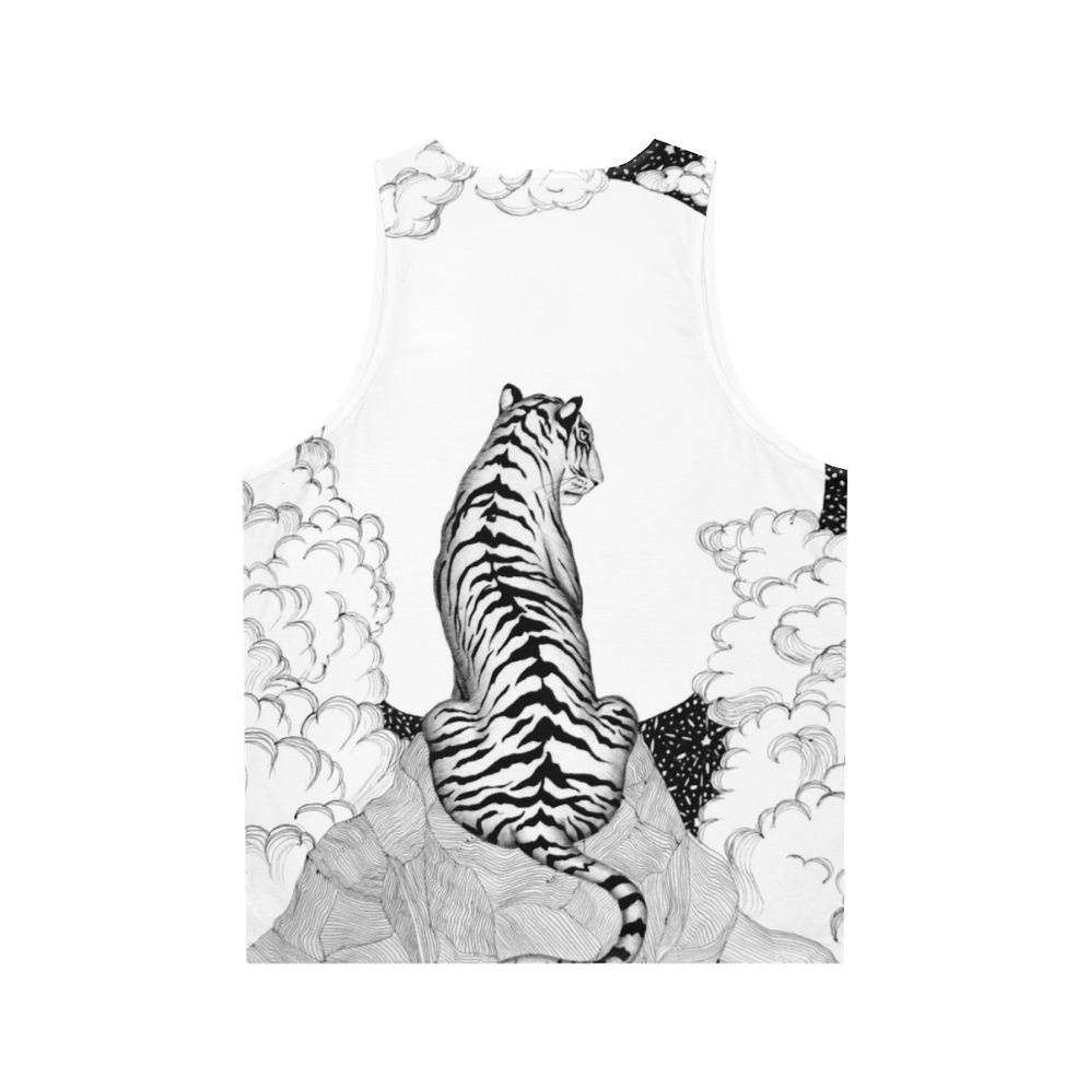 Tiger Moon Unisex Tank Top featuring a mystical tiger and moon illustration - Back