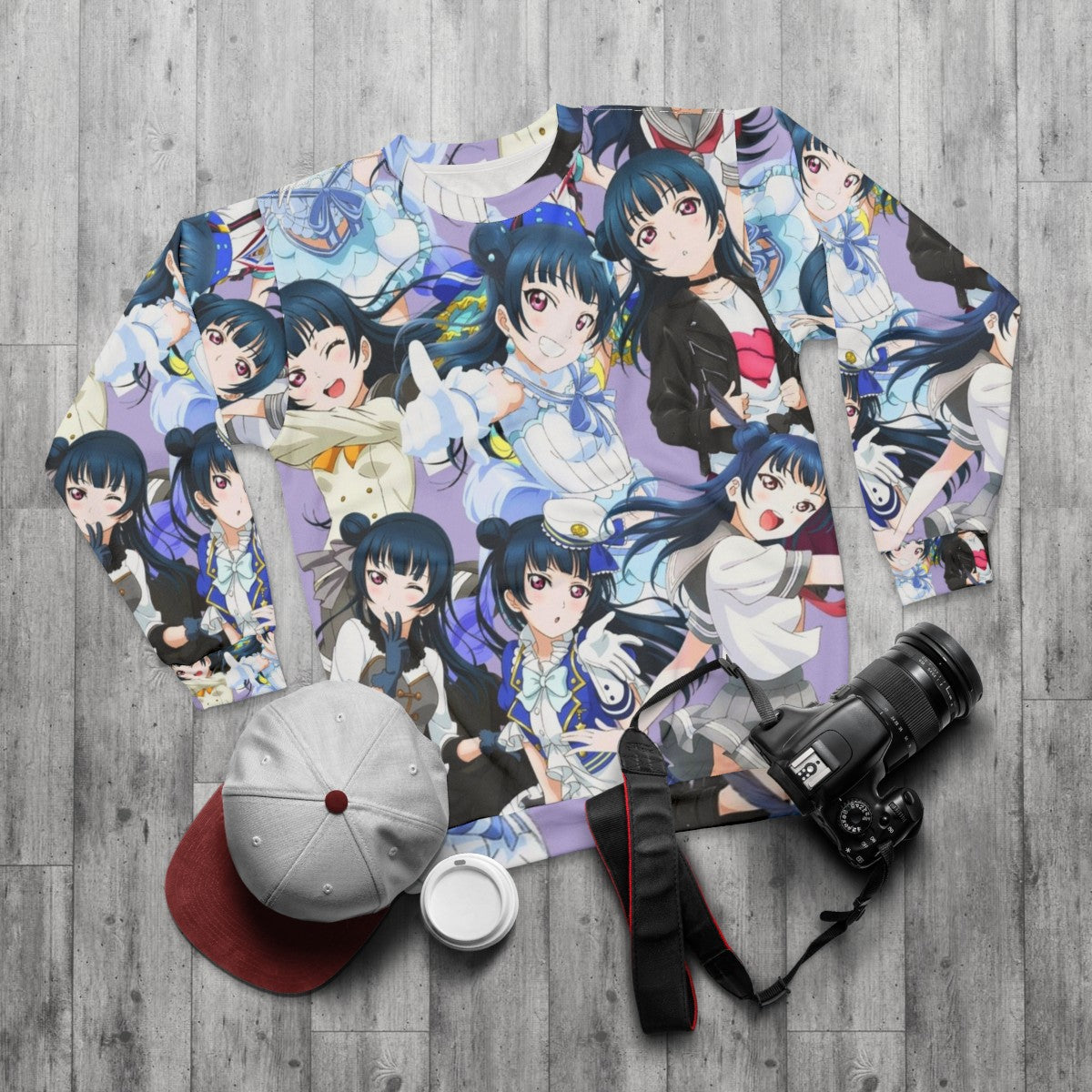 Yohane Everywhere Sweatshirt - Love Live! Sunshine!! Anime Merchandise - flat lay