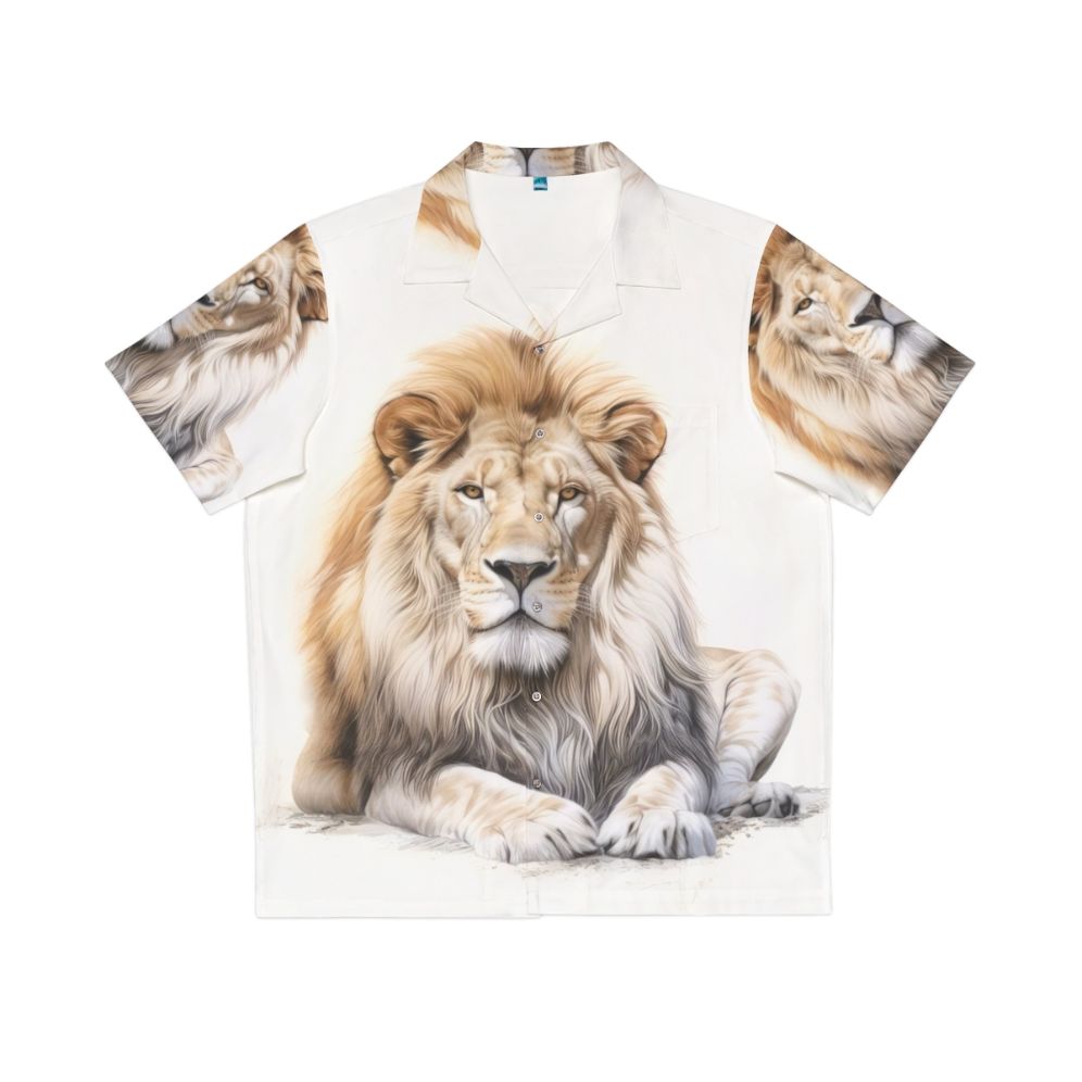 African lion relaxing on Hawaiian shirt design